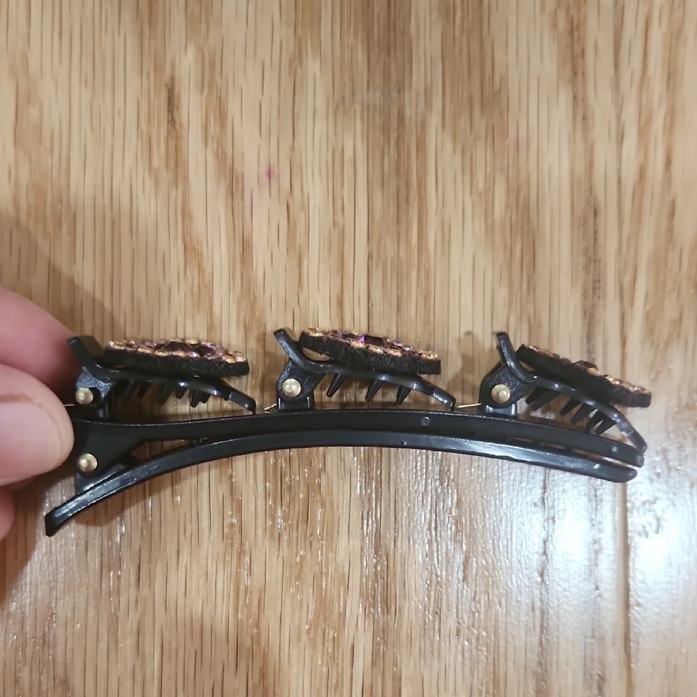 Chic Black and Purple Crystal Hair Clips